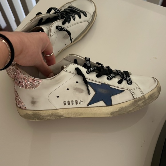 Authentic Golden Goose Super-Stars. Blue star with pink sparkles. Size 37 - Picture 3 of 6